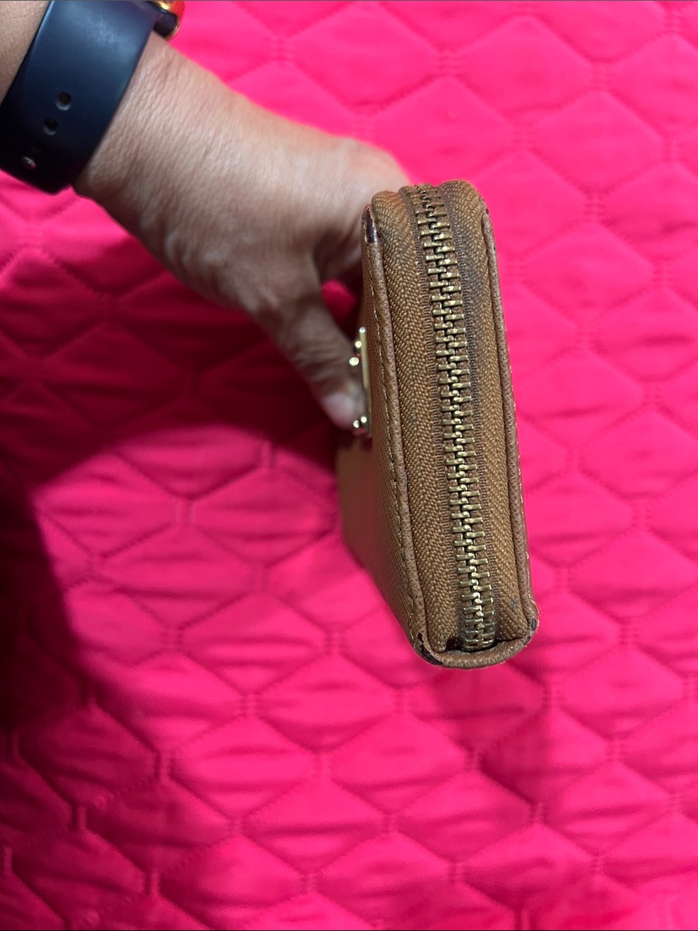 Michael Kors Tan Saffiano Zip Wallet with Gold Plate - Picture 9 of 11